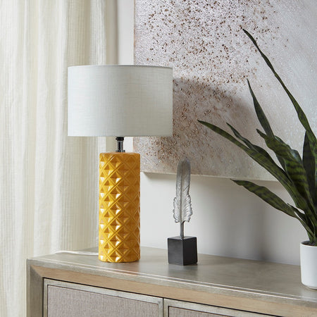 510 Design Macey Geometric Ceramic Table Lamp - Yellow 