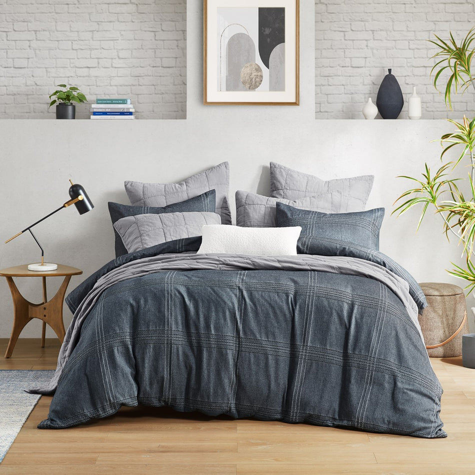 Croscill Casual Anders 3 Piece Duvet Set - Charcoal  - Full Size / Queen Size Shop Online & Save - expresshomedirectr.com