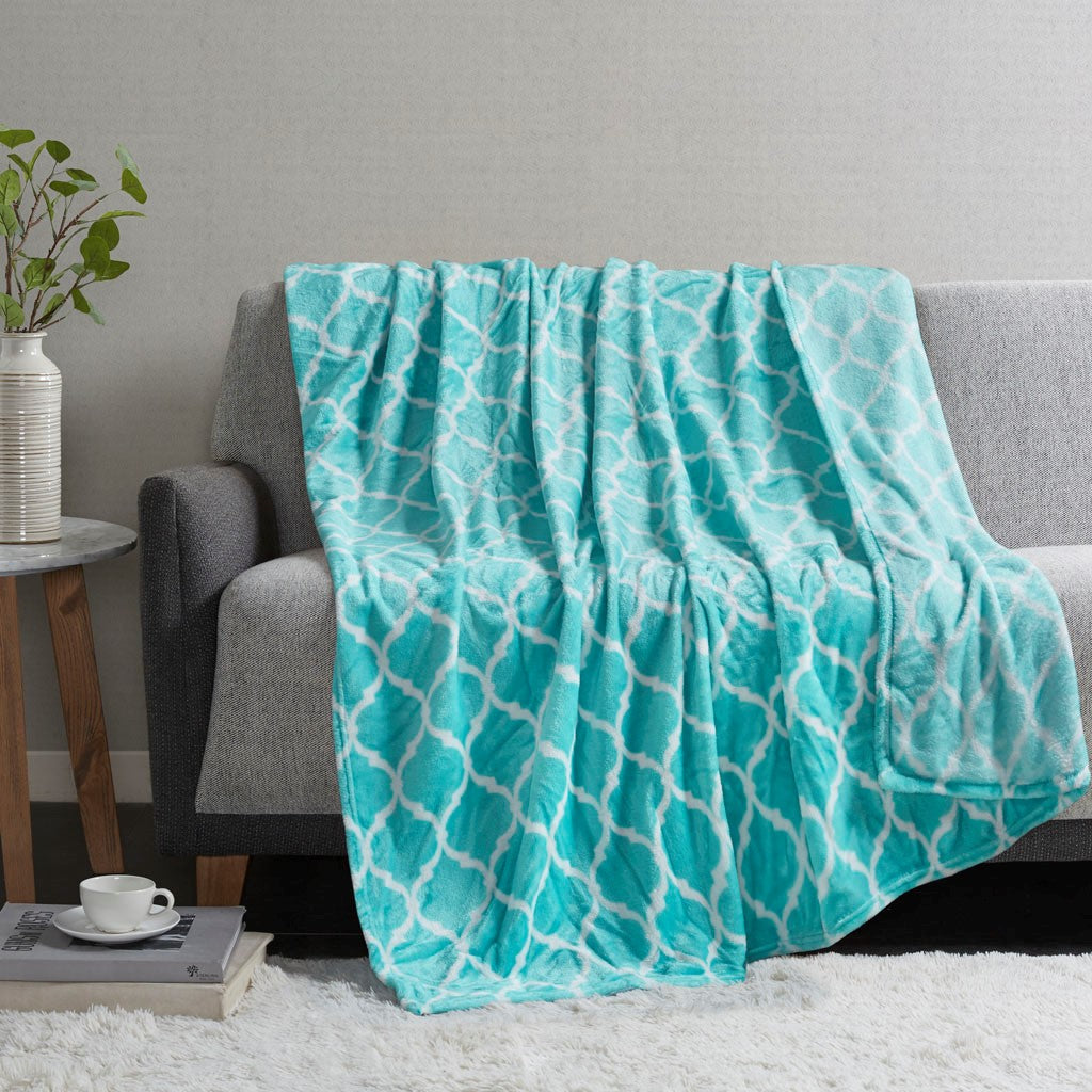 Madison Park Ogee Oversized Throw - Aqua - 60x70"