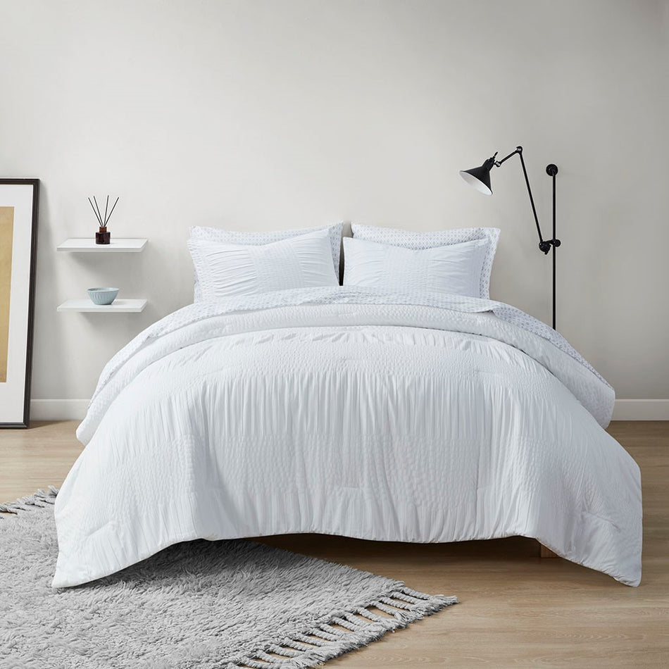 Madison Park Essentials Nimbus 7 Piece Comforter Set with Bed Sheets - White  - Cal King Size Shop Online & Save - expresshomedirectr.com