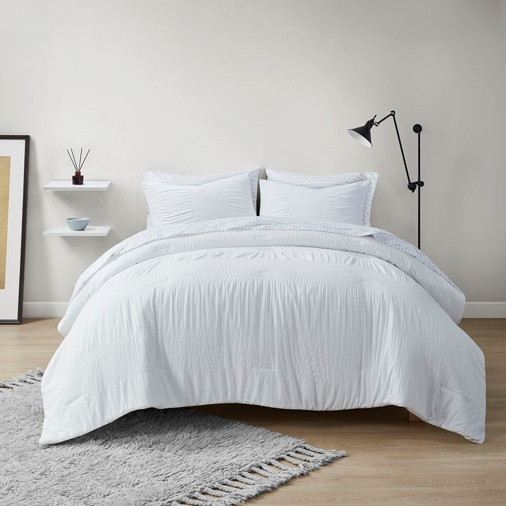 Madison Park Essentials Nimbus 7 Piece Comforter Set with Bed Sheets - White  - Full Size Shop Online & Save - expresshomedirectr.com