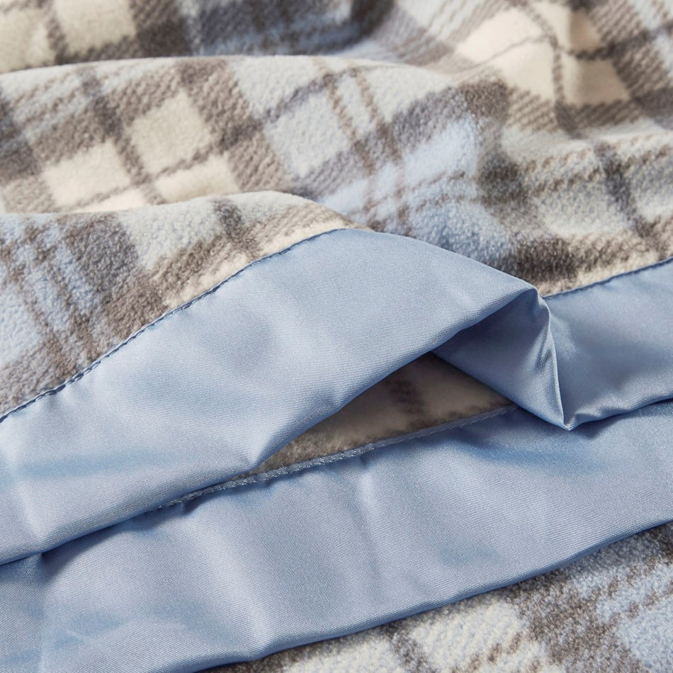 Micro Fleece Blanket - Blue Plaid - Twin Size