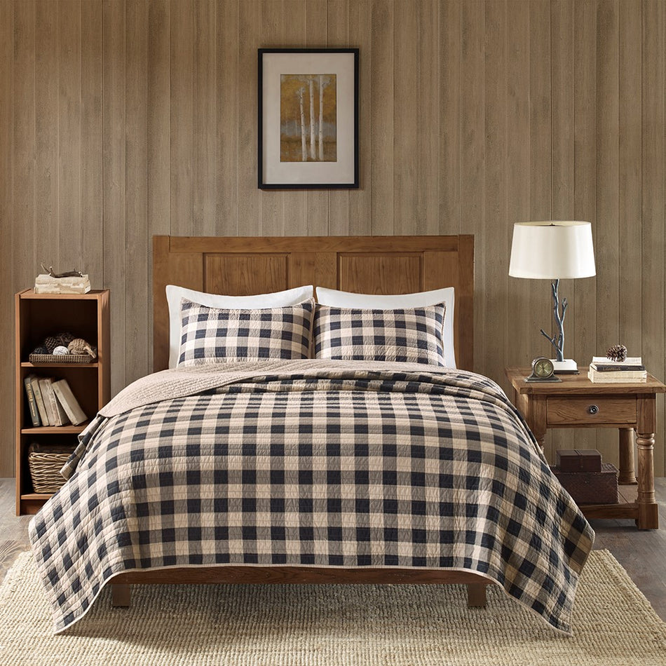 Buffalo Check Oversized Quilt Mini Set - Tan - King Size / Cal King Size