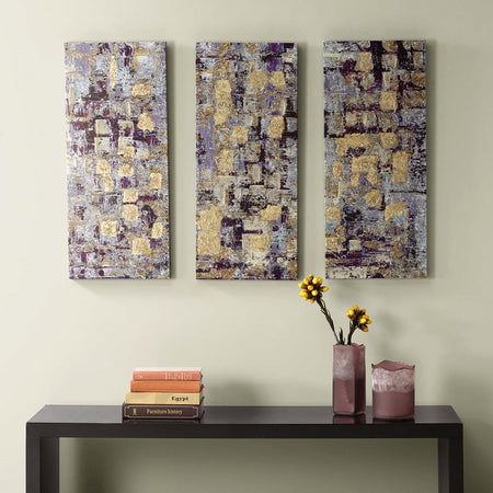 Madison Park Gilded Violet Gel Coat Printed Canvas 3 Piece Set - Purple 