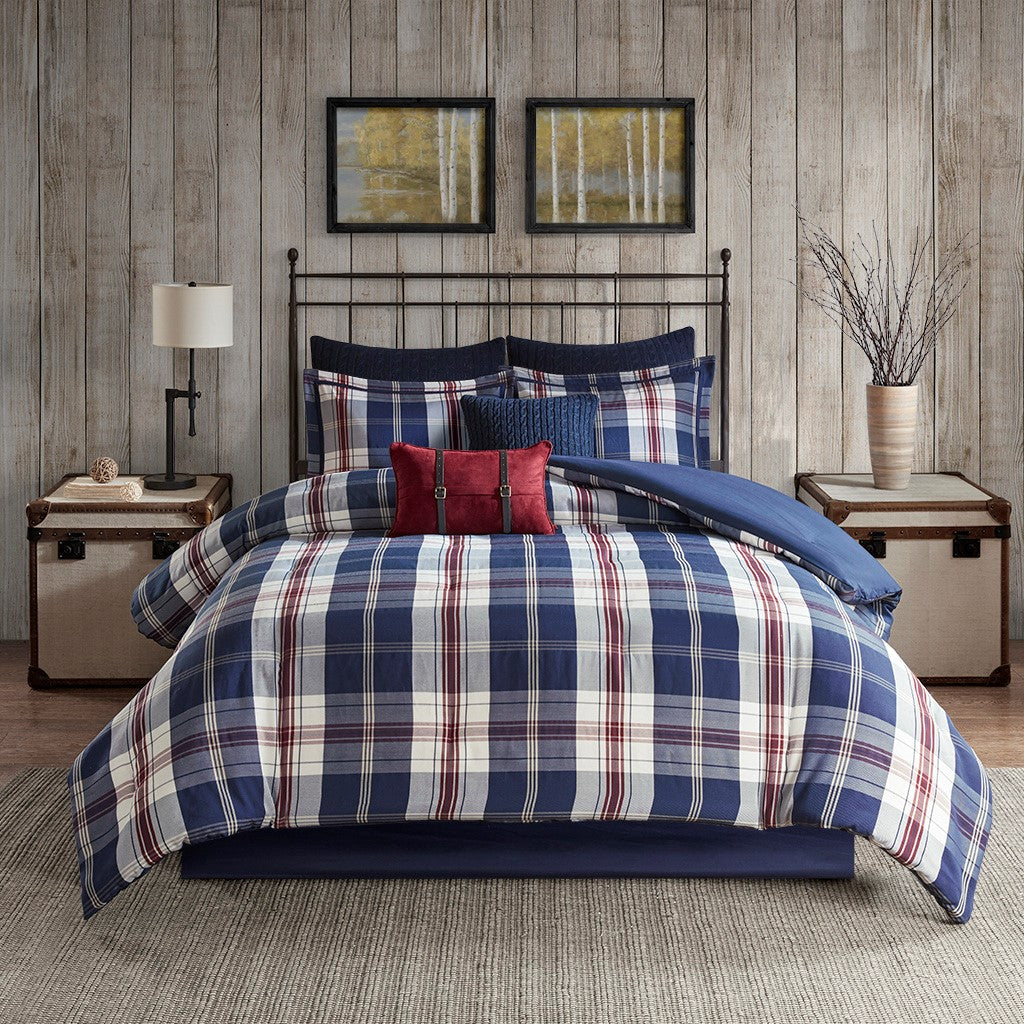 Woolrich Ryland Oversized Plaid Print Comforter Set - Blue  - Full Size / Queen Size Shop Online & Save - expresshomedirectr.com