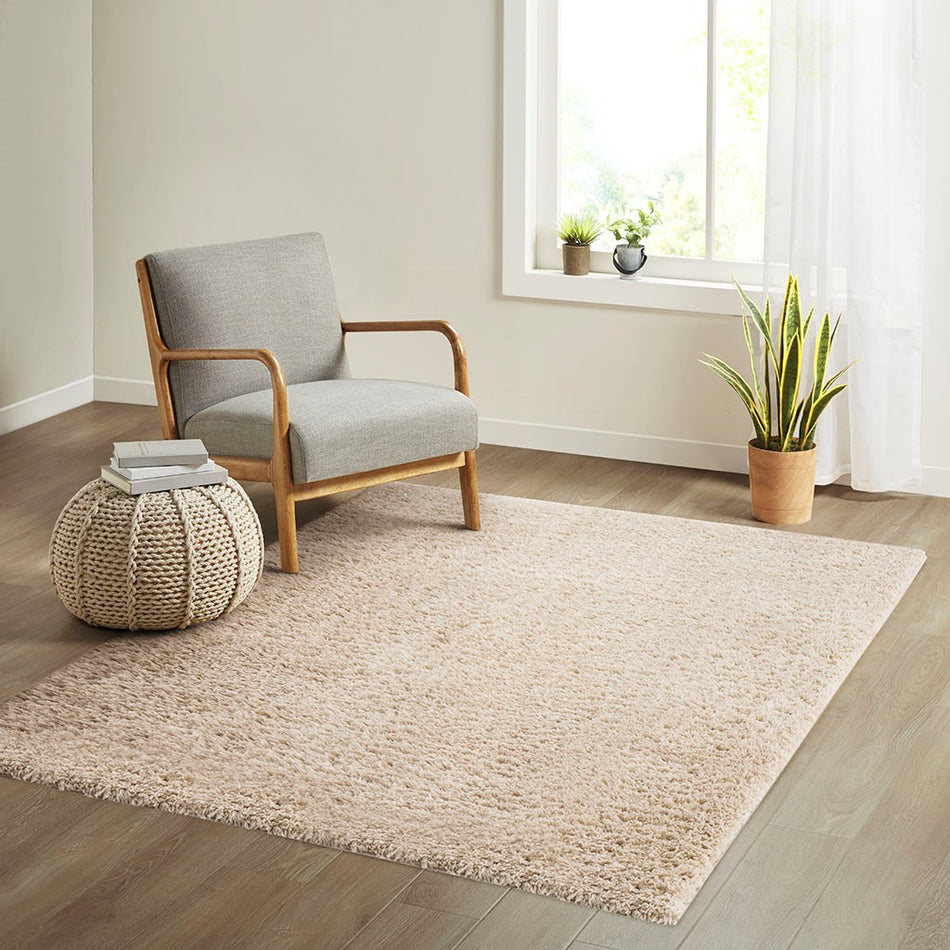 Madison Park Camdyn Super Soft Polyester Shag Area Rug - Cream - 4x6'