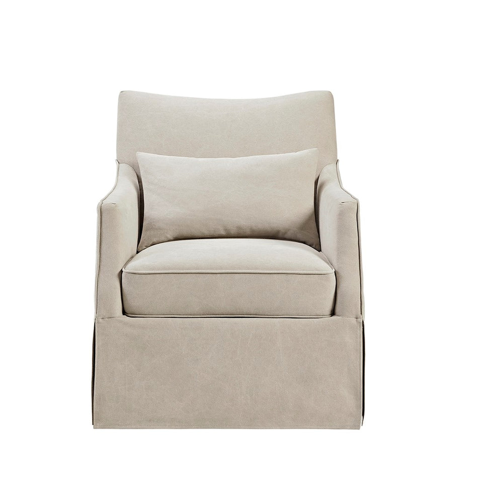 London Skirted Swivel Chair - Beige