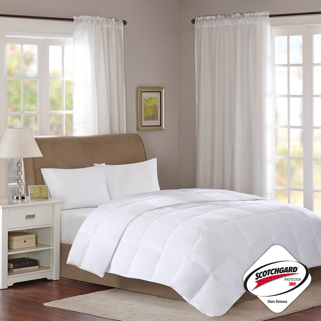 True North by Sleep Philosophy Level 1 300 Thread Count Cotton Sateen White Down Comforter with 3M Scotchgard - White - Twin Size