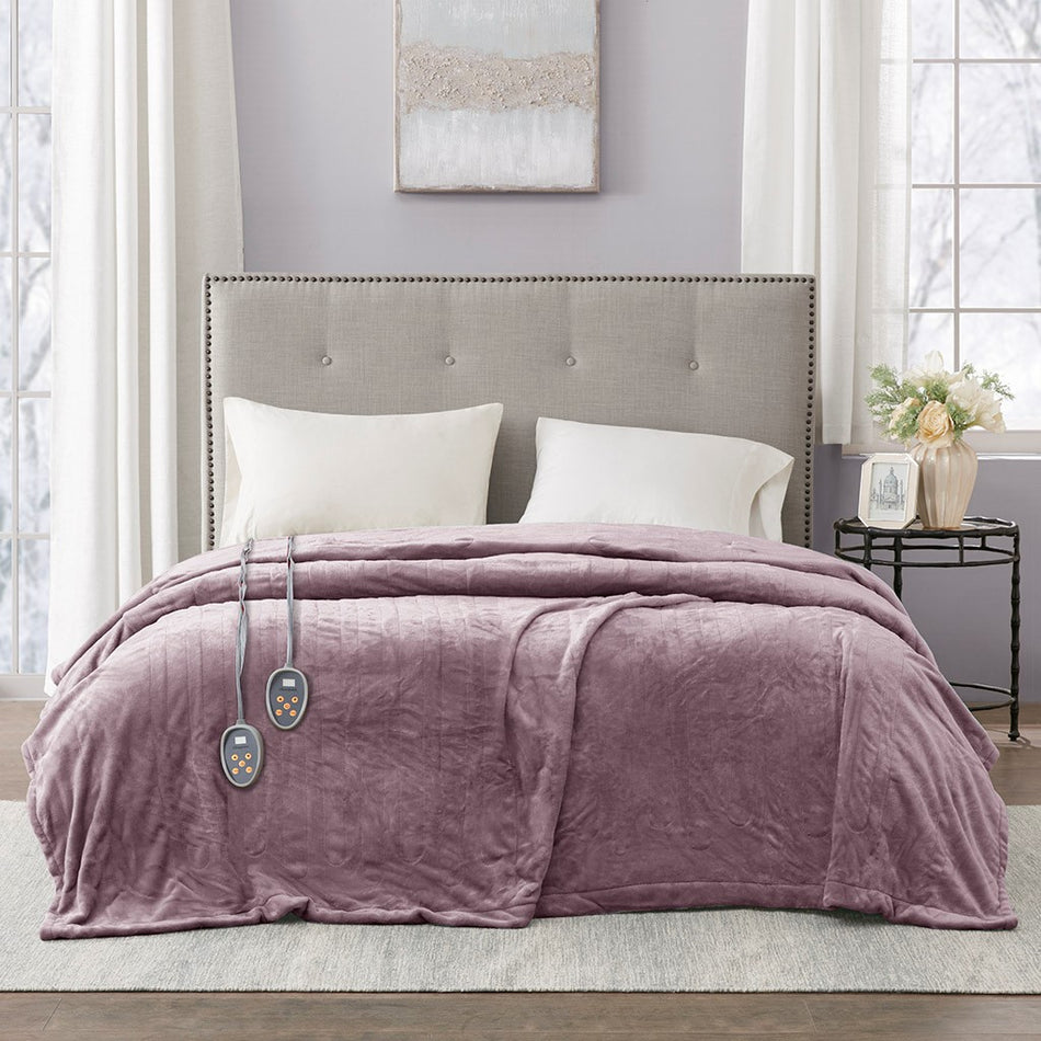 Beautyrest Heated Plush Blanket - Lavender - King Size