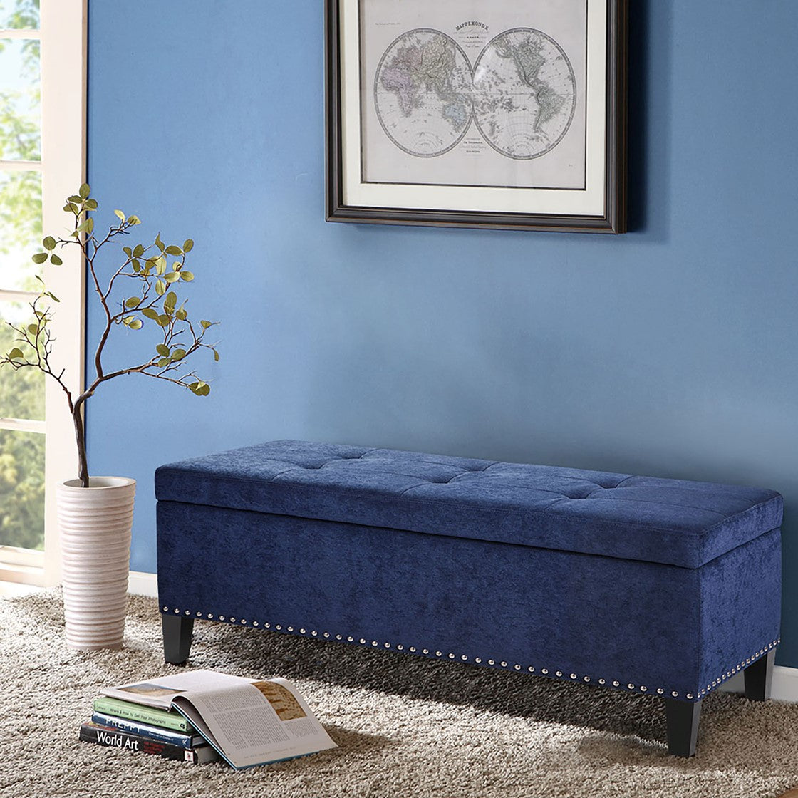 Madison Park Shandra II Tufted Top Soft Close Storage Bench - Blue - FPF18-0195