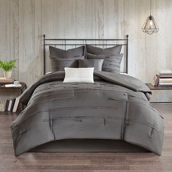 Jenda 8 Piece Comforter Set - Grey - King Size