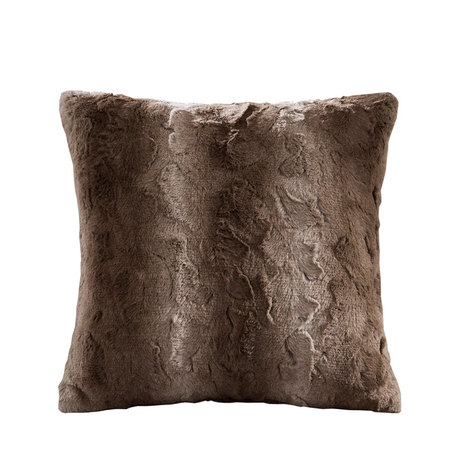 Madison Park Zuri Faux Fur Square Pillow - Tan - 20x20"