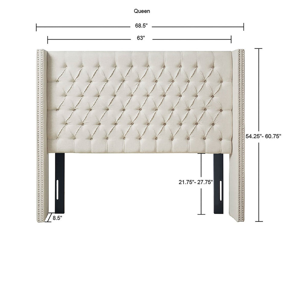 Amelia Upholstery Headboard - Cream - Queen Size