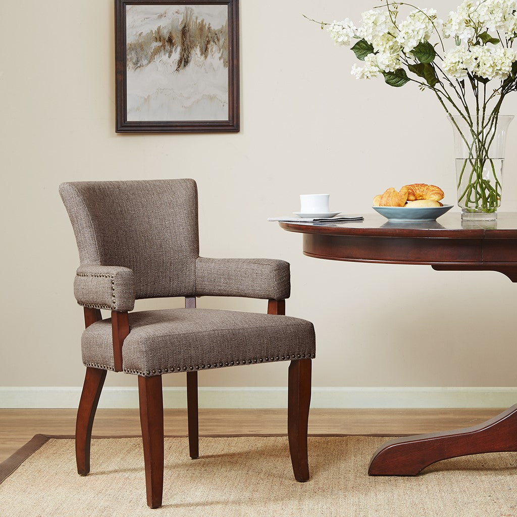 Madison Park Dawson Arm Dining Chair - Brown 