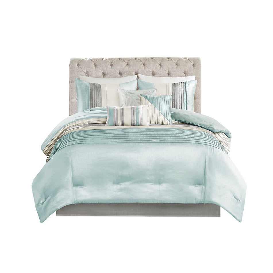 Amherst 7 Piece Comforter Set - Aqua - Cal King Size