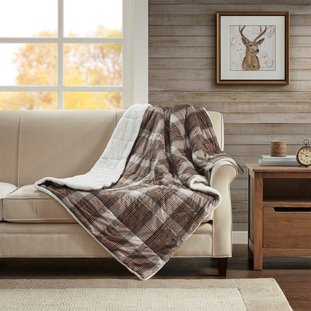 Woolrich Lumberjack Softspun Down Alternative Filled Throw - Brown - 50x70"