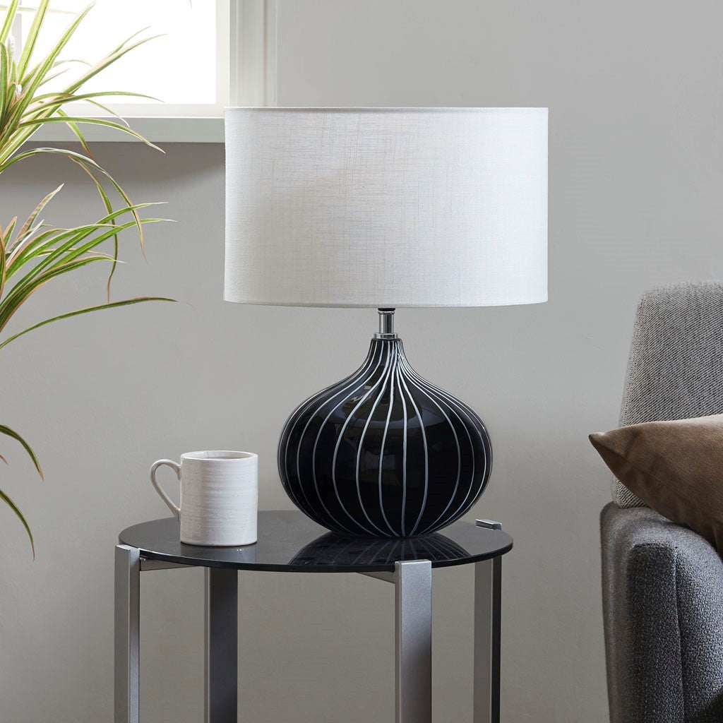 INK+IVY Arden Ceramic Round Table Lamp - Black 