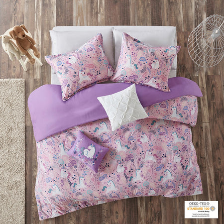 Urban Habitat Kids Lola Unicorn Cotton Duvet Cover Set - Pink  - Full Size / Queen Size Shop Online & Save - expresshomedirectr.com