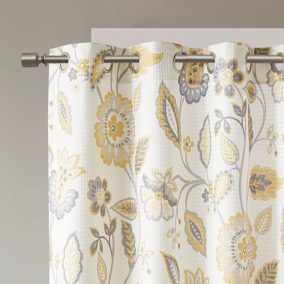 Camille Jacquard Printed Room Darkening Panel - Yellow - 50x95"