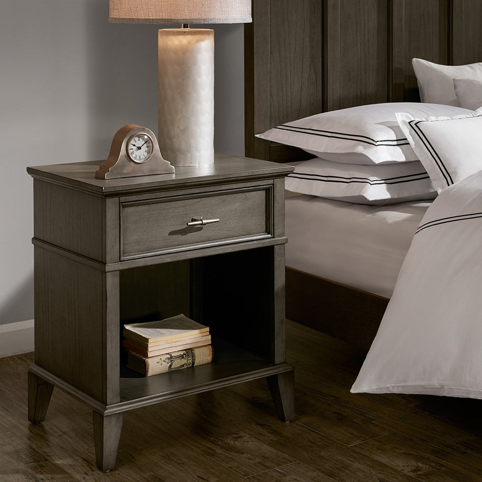 Madison Park Signature Yardley 1 Drawer Nightstand - Reclaimed Grey 