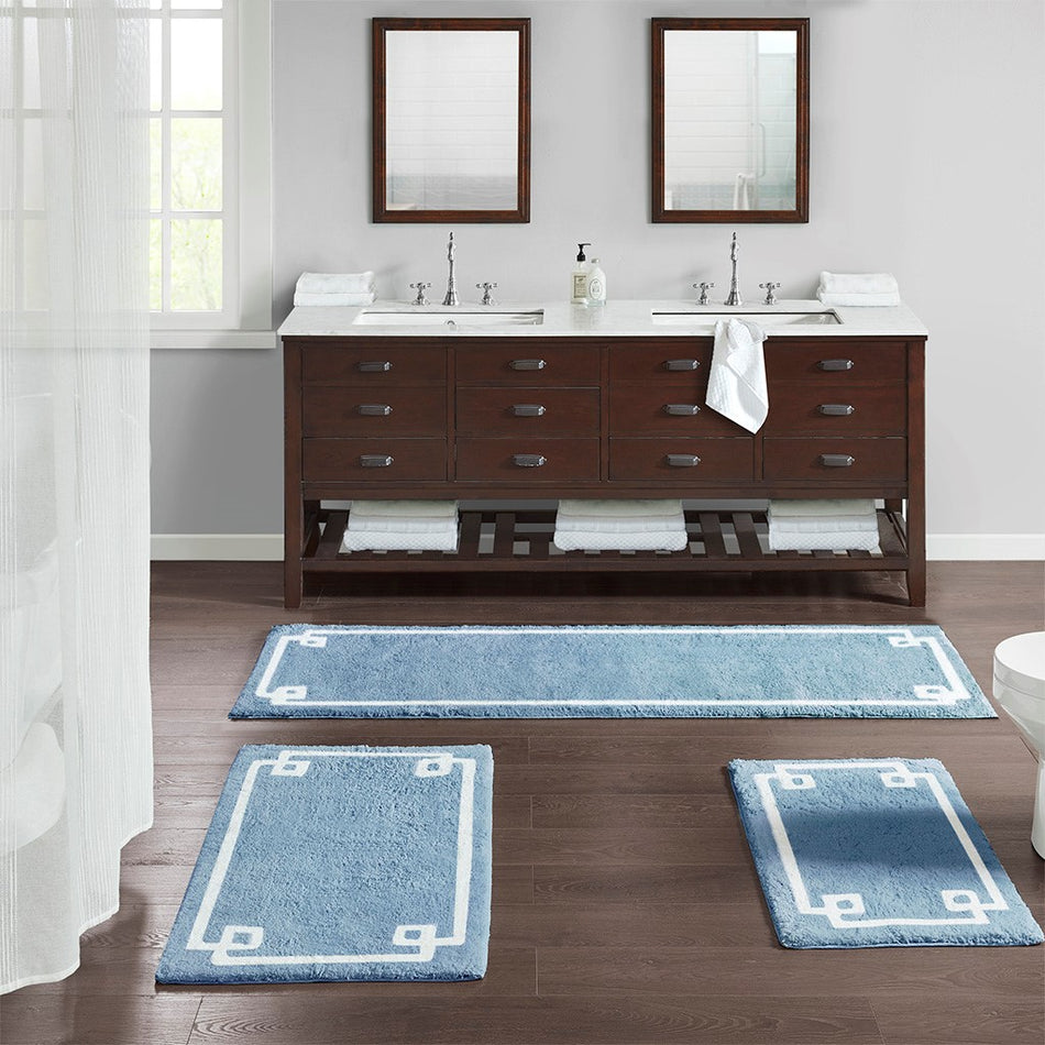 Madison Park Evan Cotton Tufted Bath Rug 20x30 - Blue - 20x30"