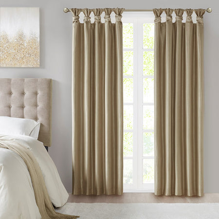 Madison Park Emilia Twist Tab Total Blackout Window Curtain - Bronze - Blackout 50x95"