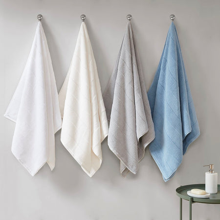 Madison Park Signature Parker Textured Solid Stripe 600GSM Cotton Antimicrobial Bath Towel 6PC Set - Blue  Shop Online & Save - expresshomedirectr.com