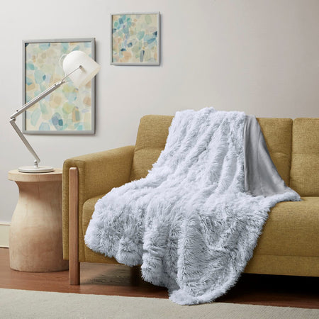 Intelligent Design Emma Shaggy Faux Fur Throw - Grey - 50x60"