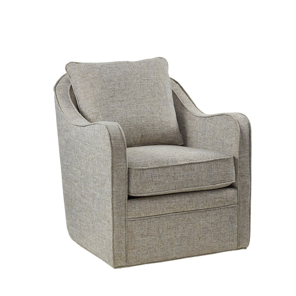 Brianne Wide Seat Swivel Arm Chair - Grey Multi