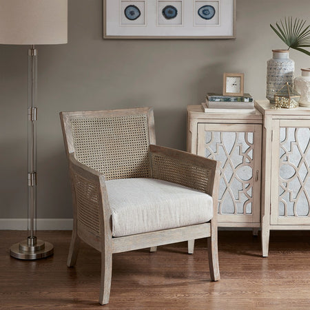 Madison Park Diedra Cane Armchair - Cream / Reclaimed Natural 