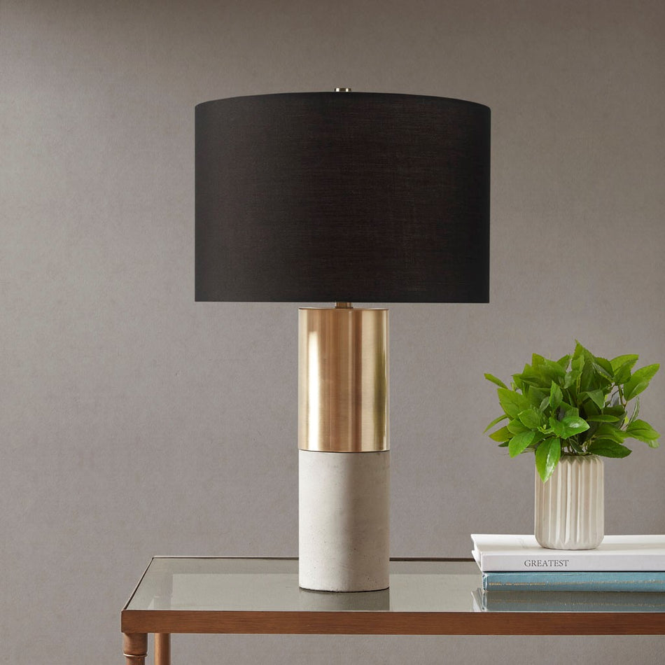 Hampton Hill Fulton Concrete Table Lamp - Gold / Grey / Black 