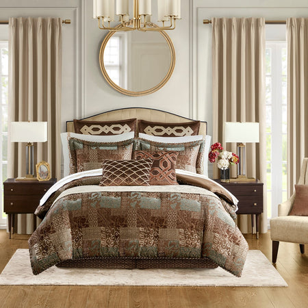 Croscill Classics Galleria 4 Piece Brown Comforter Set - Brown  - Queen Size Shop Online & Save - expresshomedirectr.com