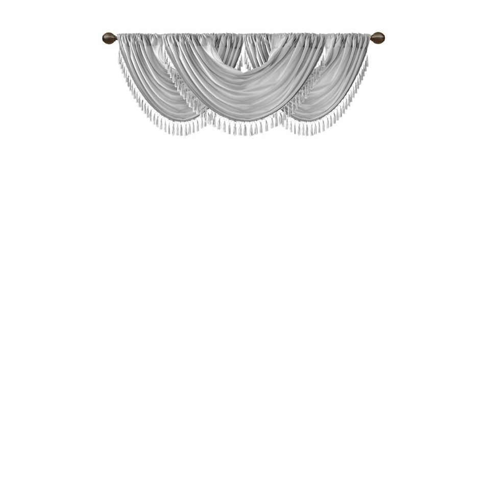 Elena Faux Silk Waterfall Embellished Valance - Silver - 38x46"