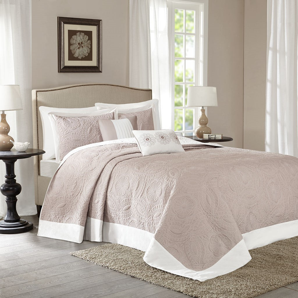 Madison Park Ashbury 5 Piece Reversible Bedspread Set - Khaki - Queen Size