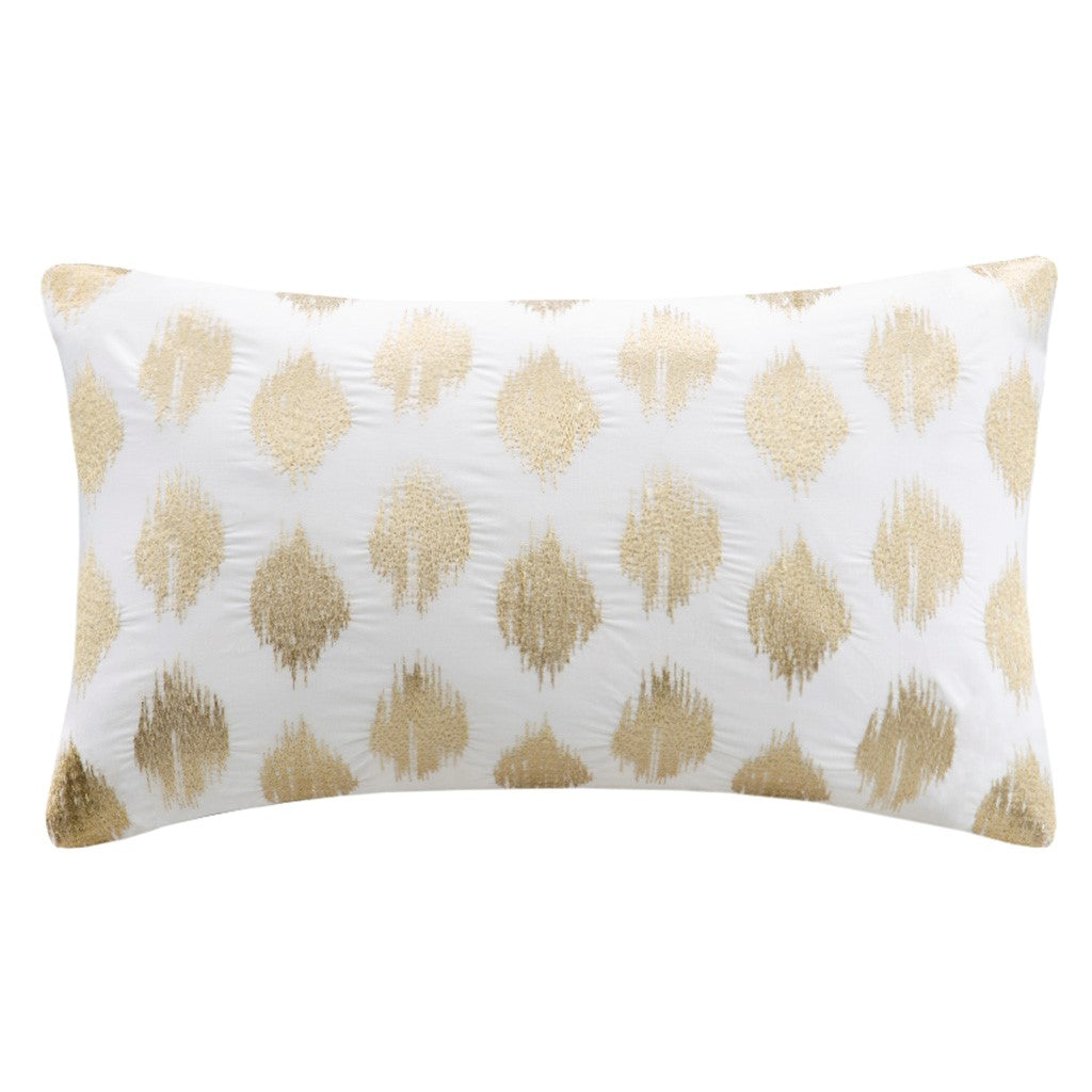 INK+IVY Nadia Dot Metallic Gold Embroidery Oblong Pillow - Gold - 12x18"