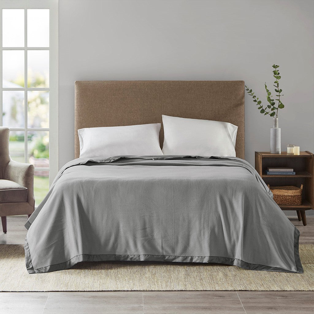 True North by Sleep Philosophy Micro Fleece Blanket - Grey - Full Size / Queen Size