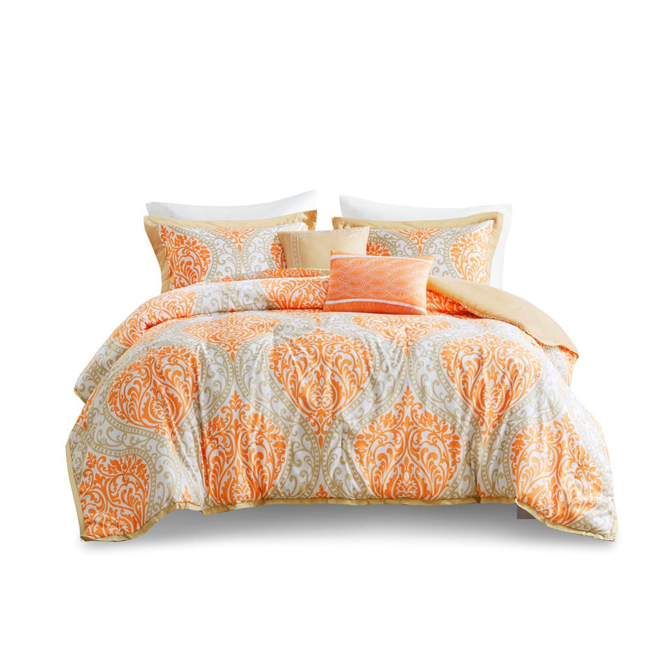 Senna Comforter Set - Orange - King Size / Cal King Size