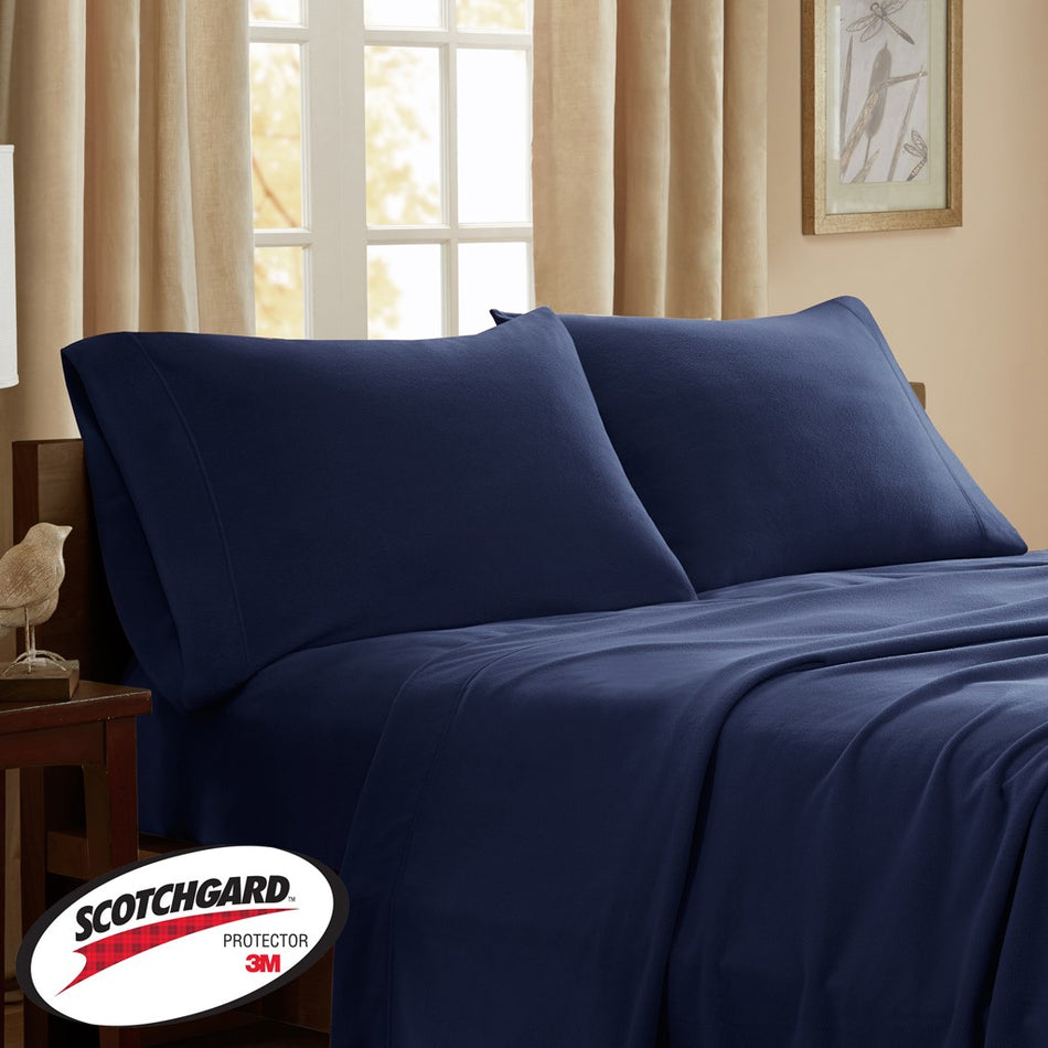 3M Scotchgard Micro Fleece Anti-Pill Sheet Set - Navy - King Size