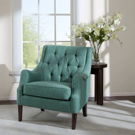 Madison Park Qwen Button Tufted Accent Chair - Teal 