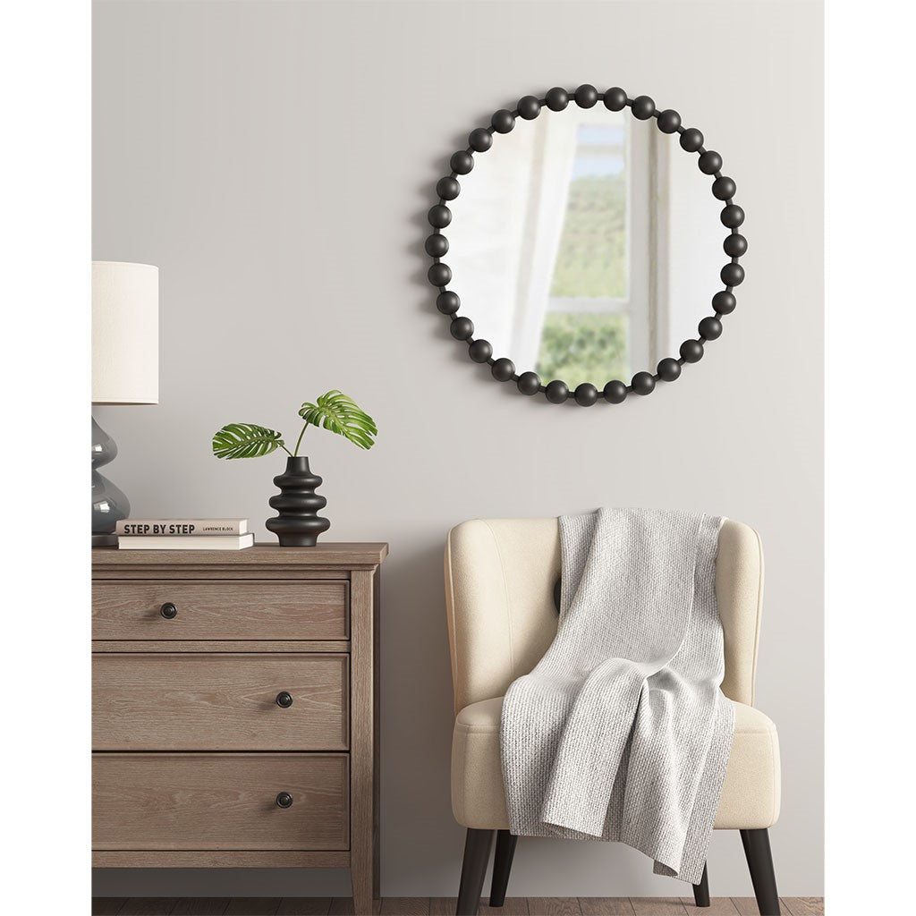 Madison Park Signature Marlowe Round Wall Decor Mirror - Black - 27" Dia