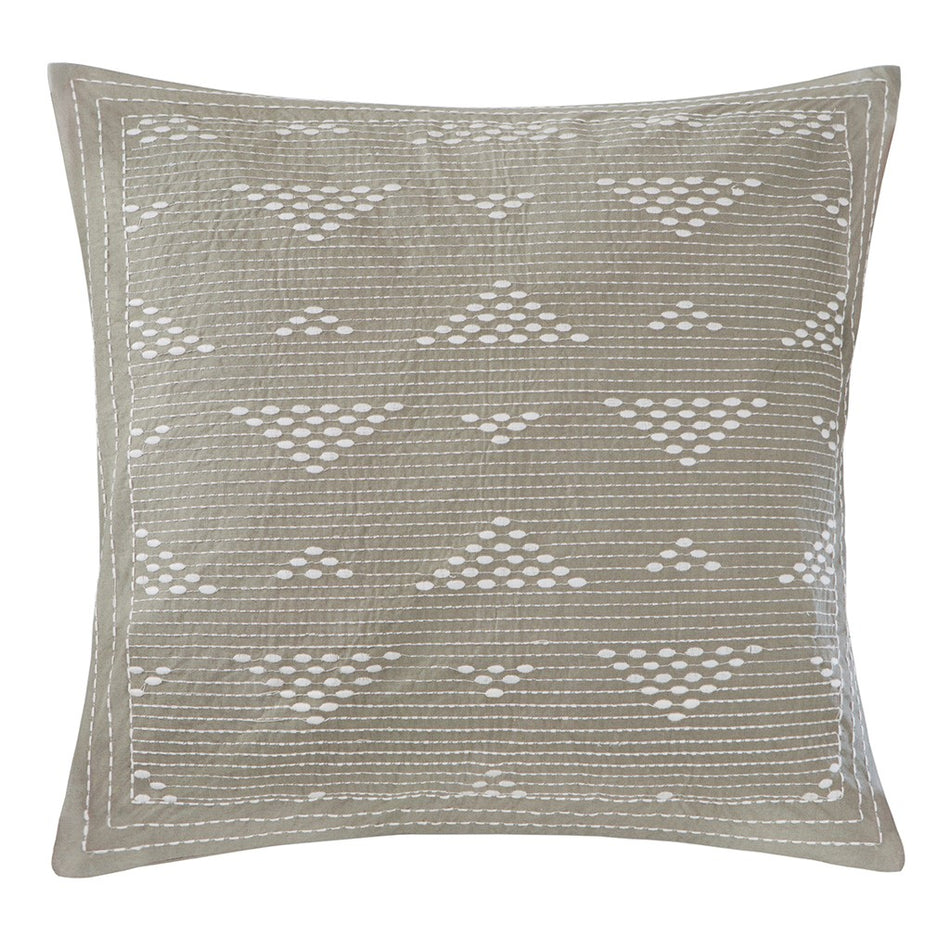 INK+IVY Cario Embroidered Square Pillow - Taupe - 18x18"