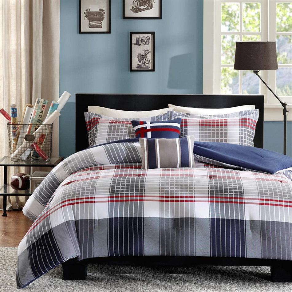 Intelligent Design  Caleb Comforter Set - Blue  - Twin Size / Twin XL Size Shop Online & Save - expresshomedirectr.com