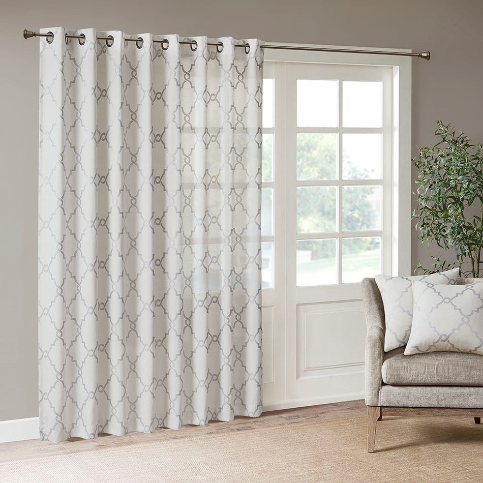 Saratoga Fretwork Print Patio Window Curtain - Ivory - 100x84"