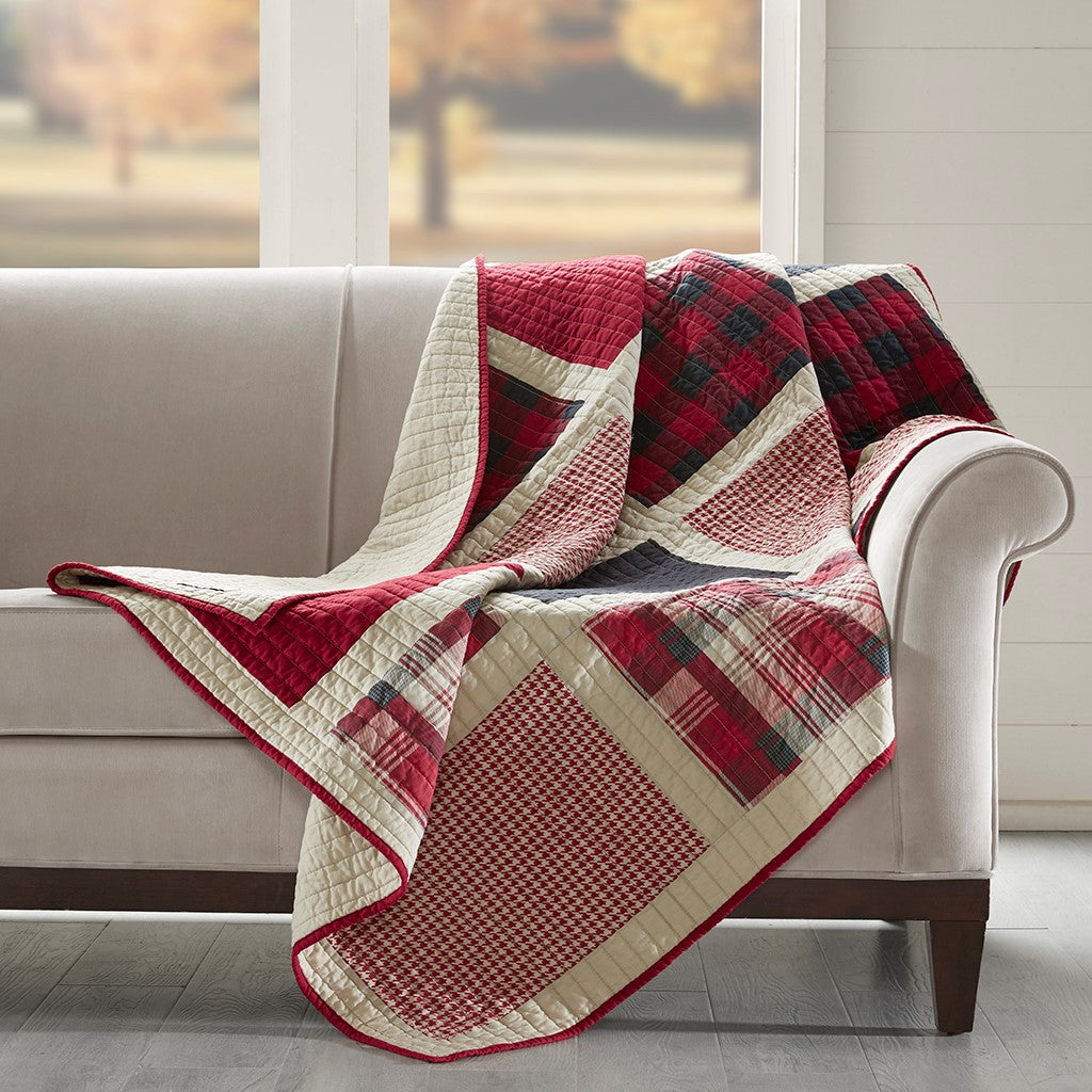 Woolrich Huntington Quilted Throw - Red  - 50x70" Shop Online & Save - expresshomedirectr.com