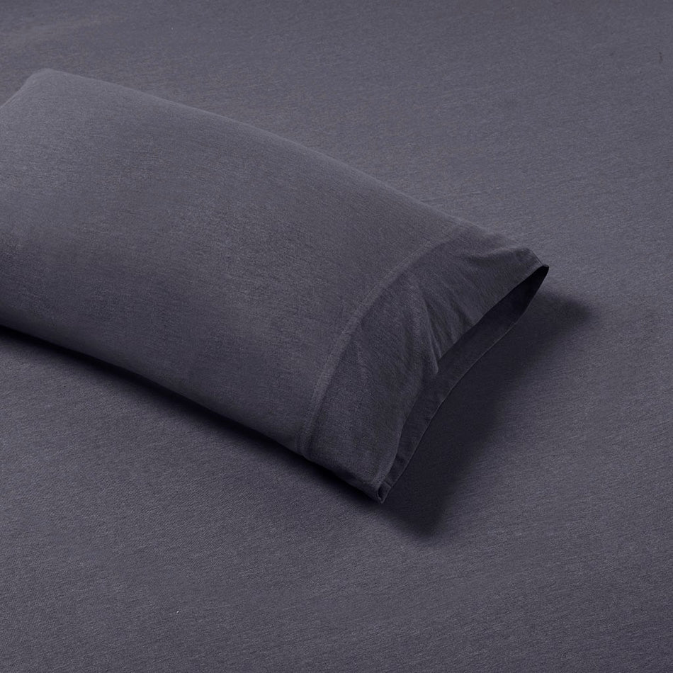 Cotton Blend Jersey Knit All Season Sheet Set - Dark Grey - Queen Size