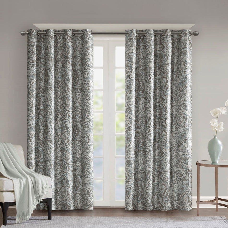 Croscill Classics Vicenza Invertible Curtain Panel (Single) - Navy / Silver - 52x84"