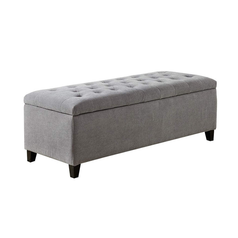 Shandra Tufted Top Soft Close Storage Bench - Grey