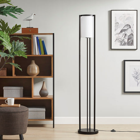 Martha Stewart Charlton Metal Floor Lamp with Glass Cylinder Shade - Black 