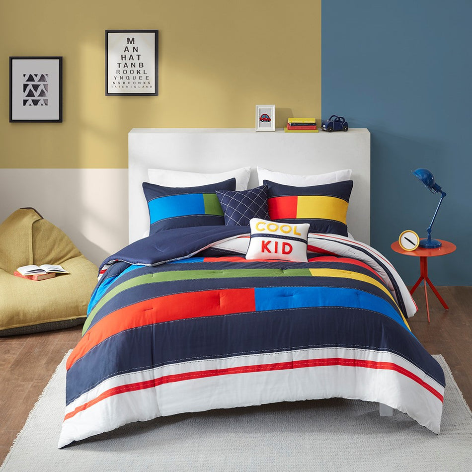 Urban Habitat Kids Morris Stripe Printed Comforter Set - Multicolor  - Full Size / Queen Size Shop Online & Save - expresshomedirectr.com