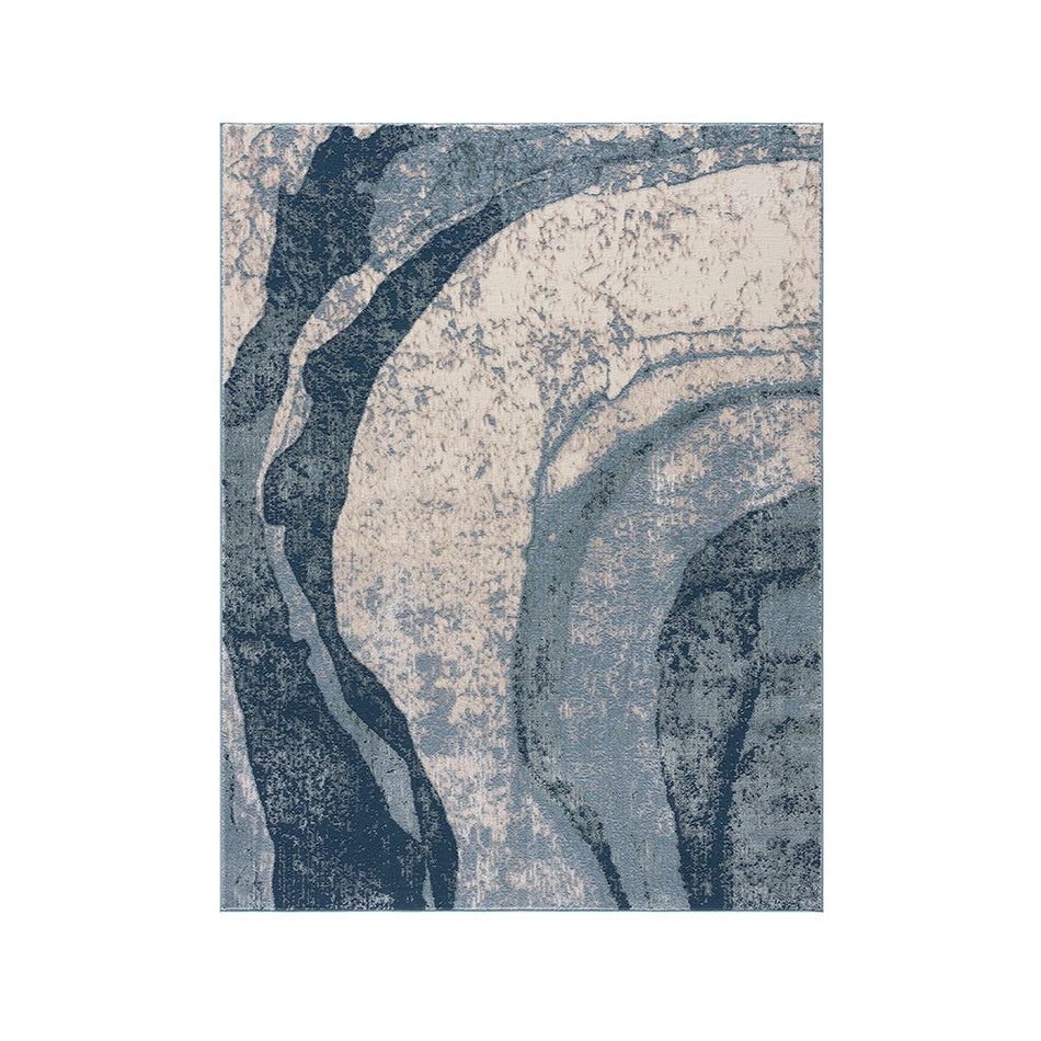 Grace Abstract Wave Area Rug - Blue - 5x7'